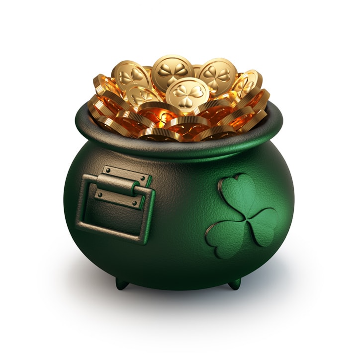 Pot filled with Gold Coins - symbol of St. Patrick's Day.