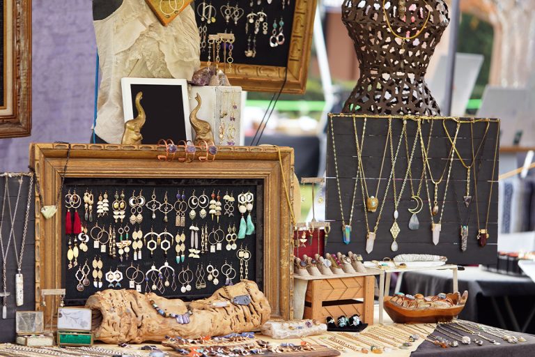 Jewelry displayed at maker market