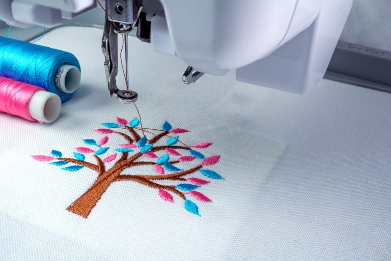 Close,Up,Picture,Workspace,Of,Embroidery,Machine,Show,Embroider,Tree
